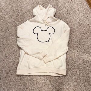 Cream Hoodie with Mickey Mouse Outline
